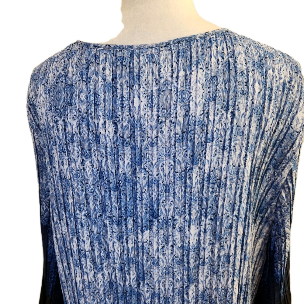 Catherines Womens Accordion Pleat Tunic Size 2X Blue Print Flare Sleeve Boho Top - Picture 9 of 16